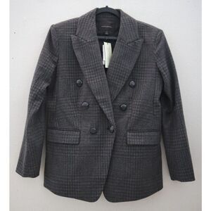 Banana Republic 803502-001 Women's Petite Sz 6P Gray Glen Plaid Icon Blazer